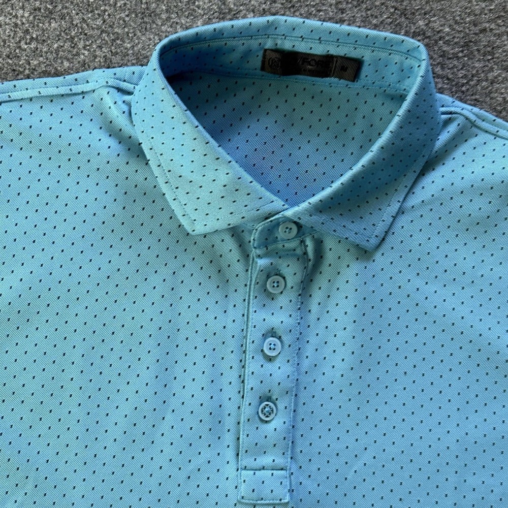 G/FORE Polo Shirt Mens Medium Blue Dot Mesh Golf Performance Lightweight Summer